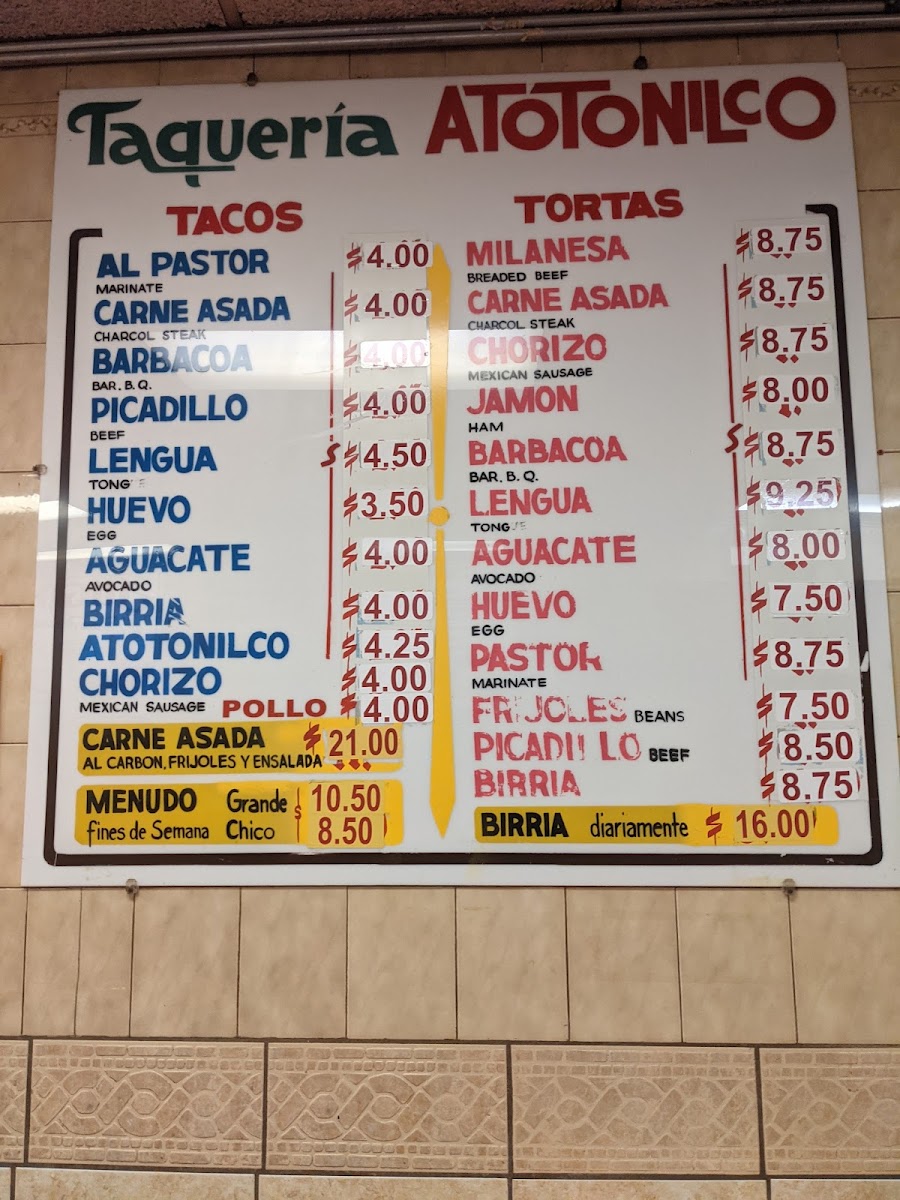 Atotonilco Taqueria Menu - Image 3
